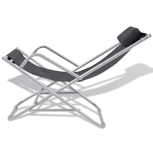 vidaXL Sun Loungers 2 pcs Steel Black