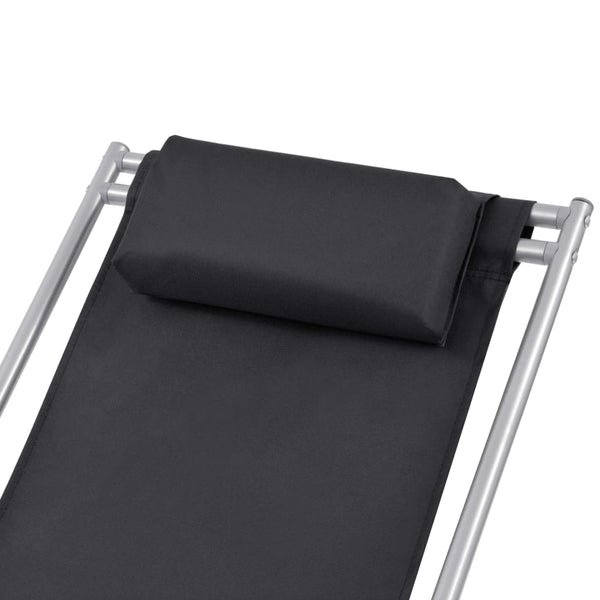 vidaXL Sun Loungers 2 pcs Steel Black