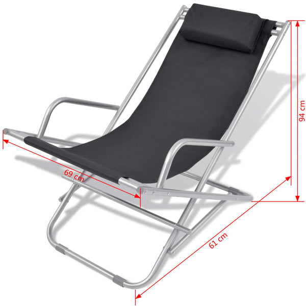 vidaXL Sun Loungers 2 pcs Steel Black