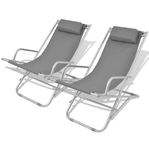 vidaXL Sun Loungers 2 pcs Steel Grey