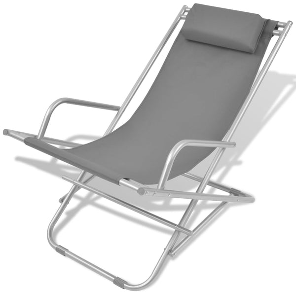 vidaXL Sun Loungers 2 pcs Steel Grey