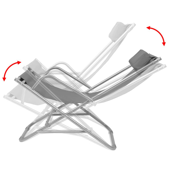 vidaXL Sun Loungers 2 pcs Steel Grey
