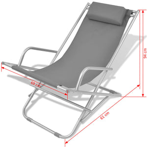 vidaXL Sun Loungers 2 pcs Steel Grey