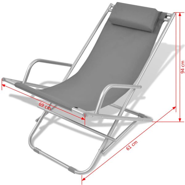 vidaXL Sun Loungers 2 pcs Steel Grey