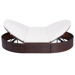 vidaXL Outdoor Rattan Lounge Bed with Cushions Brown