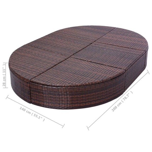 vidaXL Outdoor Rattan Lounge Bed with Cushions Brown