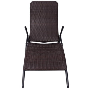 vidaXL Foldable Sun Lounger Poly Rattan Brown