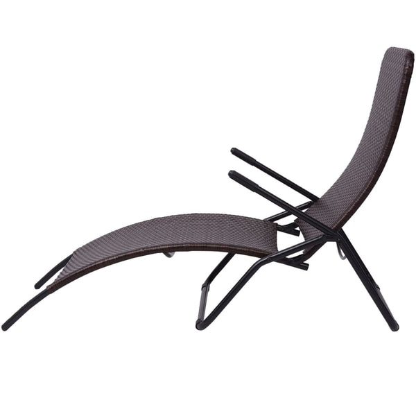 vidaXL Foldable Sun Lounger Poly Rattan Brown
