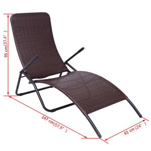 vidaXL Foldable Sun Lounger Poly Rattan Brown