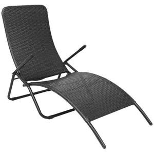 vidaXL Foldable Sun Lounger Poly Rattan Black