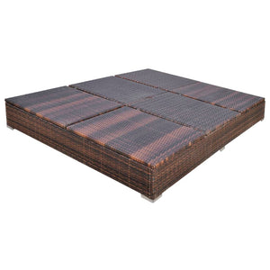 vidaXL Outdoor Rattan Lounge Bed with Umbrella Brown