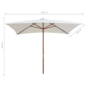 vidaXL Parasol 200x300 cm Wooden Pole Cream