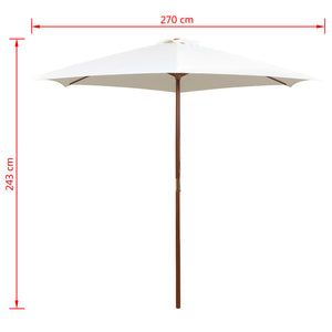 vidaXL Parasol 270×270 cm Wooden Pole Cream White