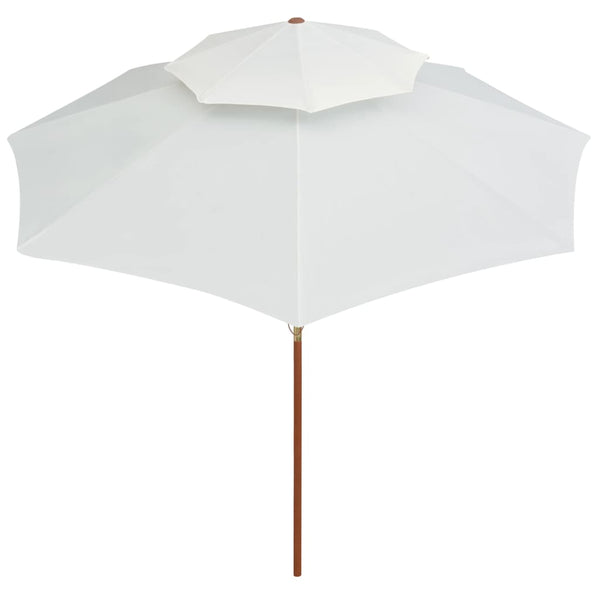 vidaXL Double-Decker Parasol 270x270 cm Wooden Pole Cream White