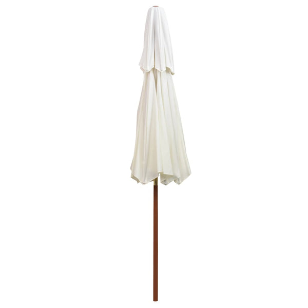 vidaXL Double-Decker Parasol 270x270 cm Wooden Pole Cream White
