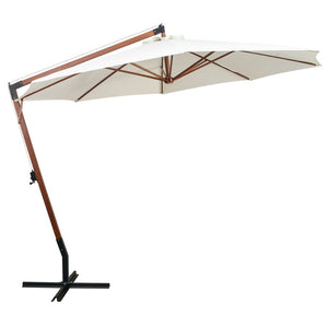 vidaXL Cantilever Parasol 350 cm Wooden Pole White