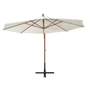 vidaXL Cantilever Parasol 350 cm Wooden Pole White