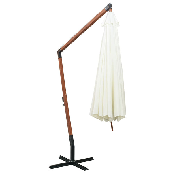 vidaXL Cantilever Parasol 350 cm Wooden Pole White
