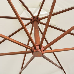 vidaXL Cantilever Parasol 350 cm Wooden Pole White