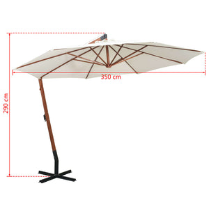 vidaXL Cantilever Parasol 350 cm Wooden Pole White