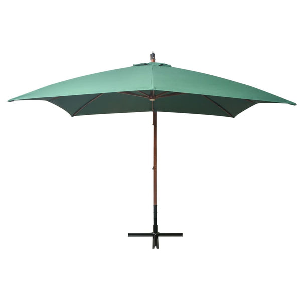 vidaXL Cantilever Parasol 300x300 cm Wooden Pole Green