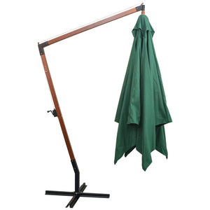 vidaXL Cantilever Parasol 300x300 cm Wooden Pole Green