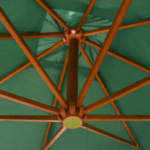vidaXL Cantilever Parasol 300x300 cm Wooden Pole Green