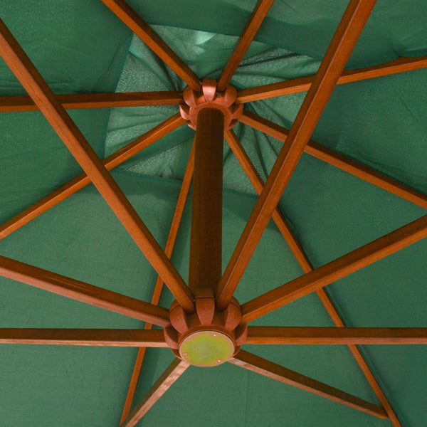 vidaXL Cantilever Parasol 300x300 cm Wooden Pole Green