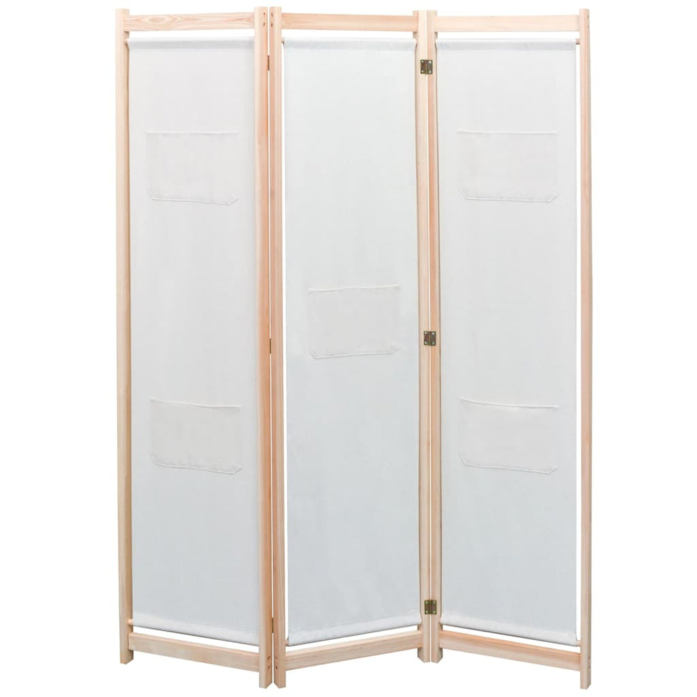 vidaXL 3-Panel Room Divider Cream 120 x 170 x 4 cm Fabric