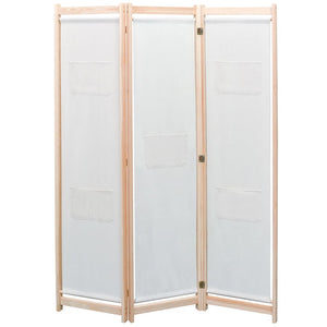 vidaXL 3-Panel Room Divider Cream 120 x 170 x 4 cm Fabric