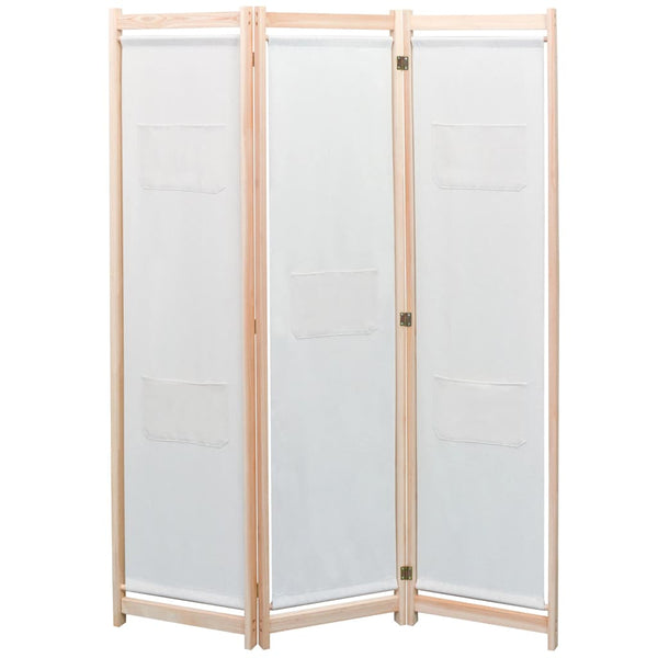 vidaXL 3-Panel Room Divider Cream 120 x 170 x 4 cm Fabric