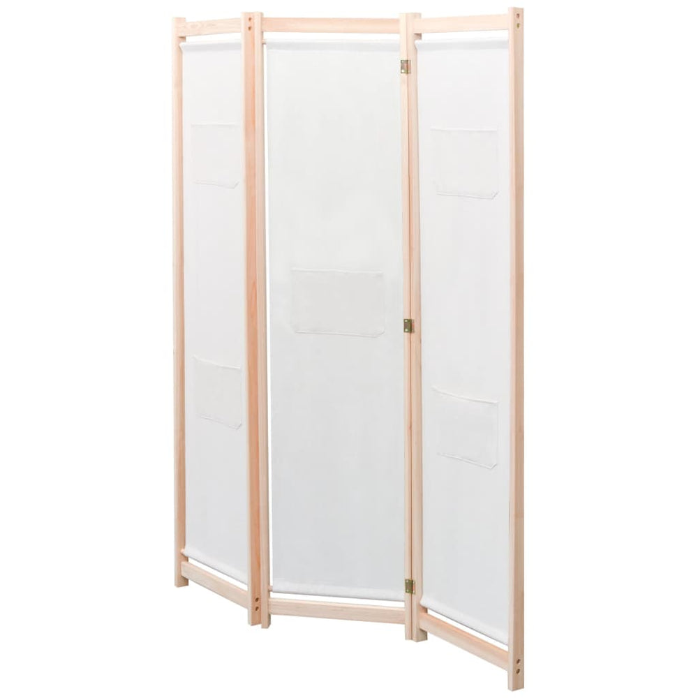 vidaXL 3-Panel Room Divider Cream 120 x 170 x 4 cm Fabric