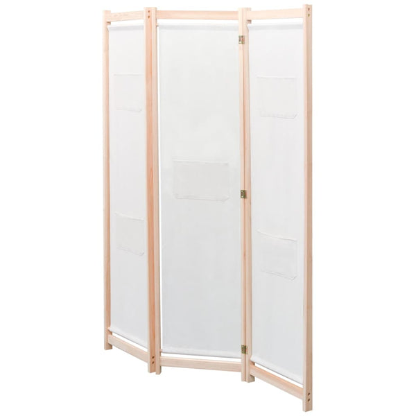 vidaXL 3-Panel Room Divider Cream 120 x 170 x 4 cm Fabric