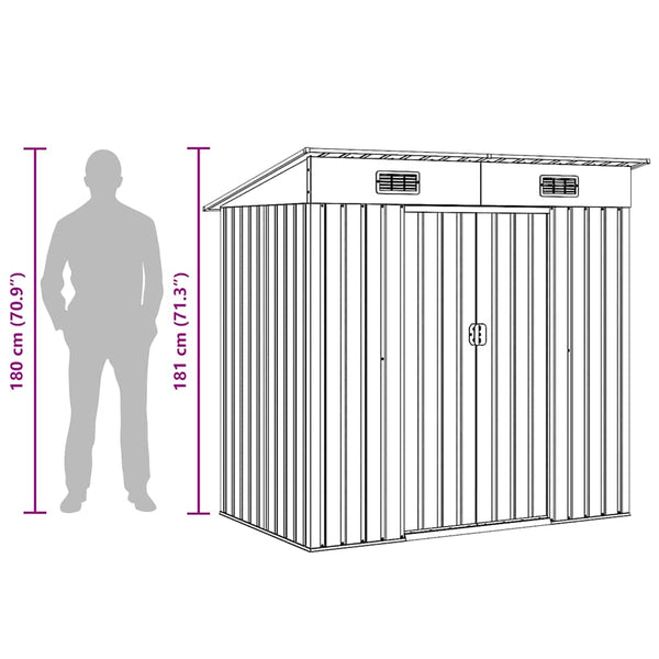 vidaXL Garden Shed Grey Metal