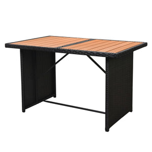 vidaXL 7-Piece Garden Lounge Set with Cushions Poly Rattan Black