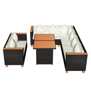 vidaXL 5-piece Garden Lounge Set with Cushions Poly Rattan Black