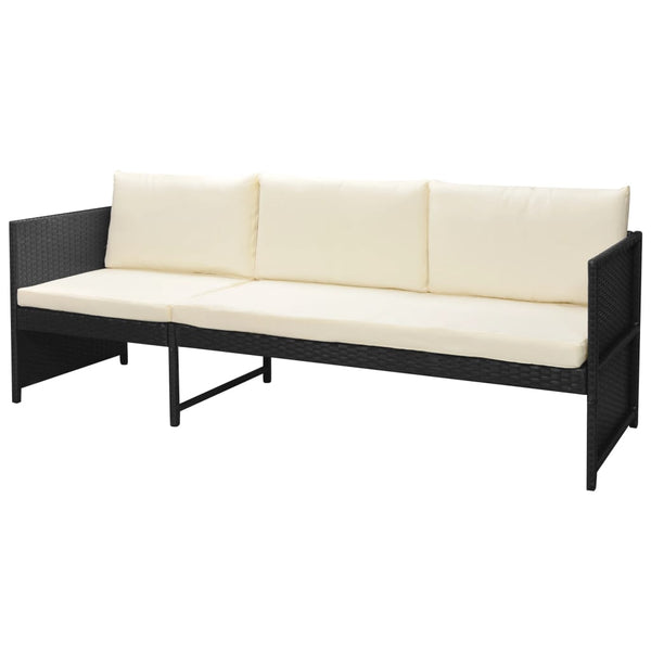 vidaXL 6-Piece Garden Lounge Set with Cushions Poly Rattan Black