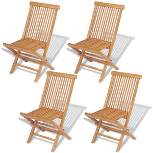 vidaXL Folding Garden Chairs 4 pcs. Solid Teak Wood