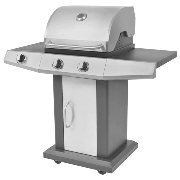 vidaXL Gas Grill 2+1 Burners Black and Silver