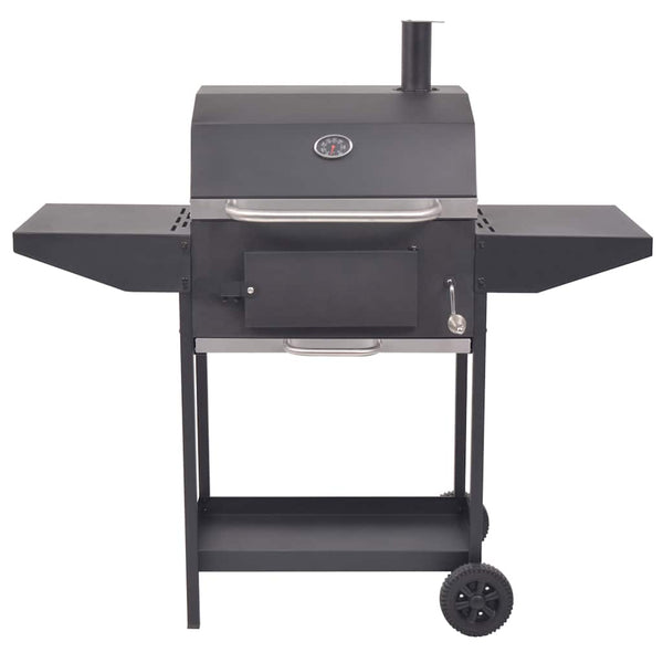 vidaXL Charcoal Smoker Grill with Shelf Black