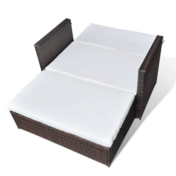 vidaXL Garden Sofa Poly Rattan Brown