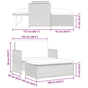 vidaXL Garden Sofa Poly Rattan Brown