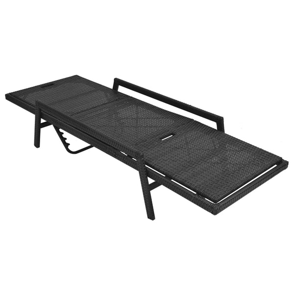 vidaXL Sun Lounger with Cushion Poly Rattan Black