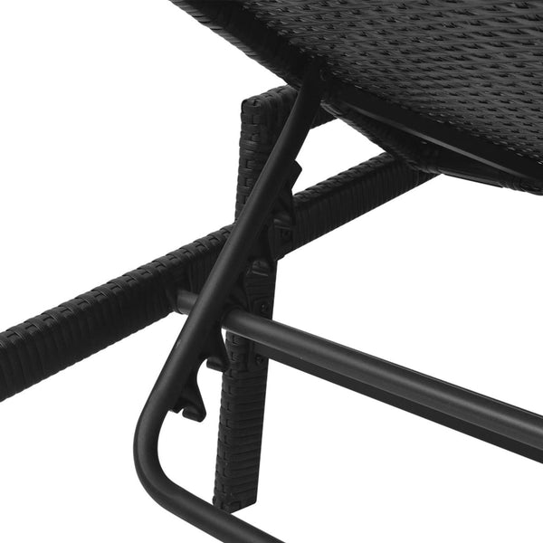 vidaXL Sun Lounger with Cushion Poly Rattan Black