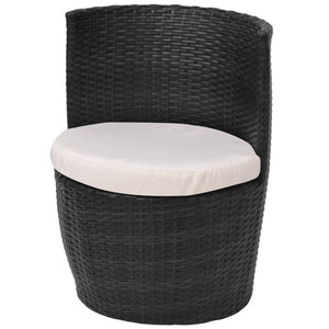 3-tlg. Bistro Set Poly Rattan Schwarz