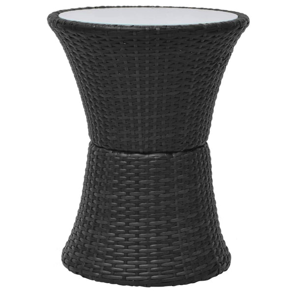 3-tlg. Bistro Set Poly Rattan Schwarz