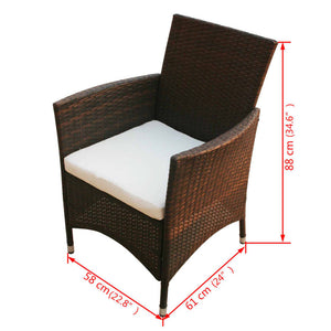 vidaXL 9-piece Garden Dining Set with Cushions Poly Rattan Brown