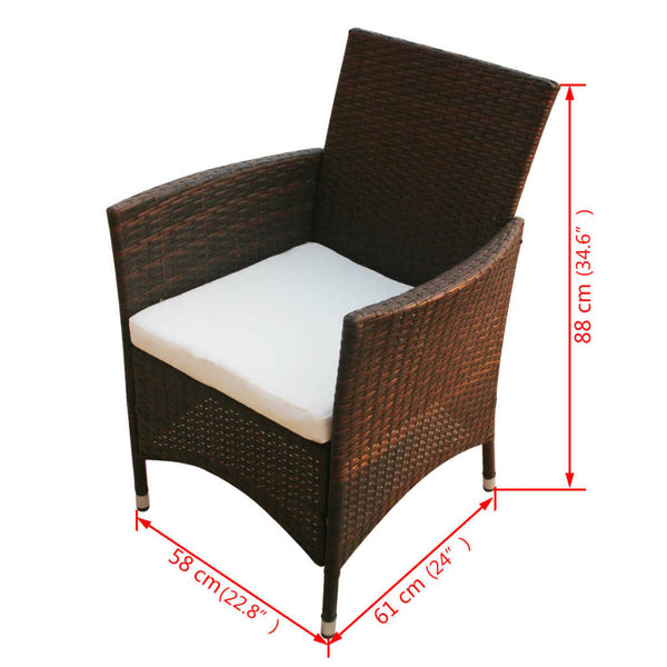 vidaXL 9-piece Garden Dining Set with Cushions Poly Rattan Brown