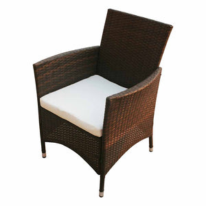 vidaXL 7-Piece Garden Dining Set with Cushions Poly Rattan Brown