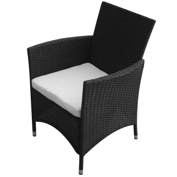 vidaXL 5-Piece Garden Dining Set with Cushions Poly Rattan Black